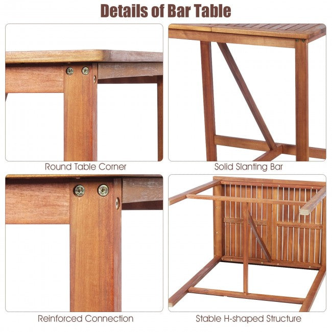 3 Pieces Patio Bar Set with 2 Bar Stools and 1 Bar Table