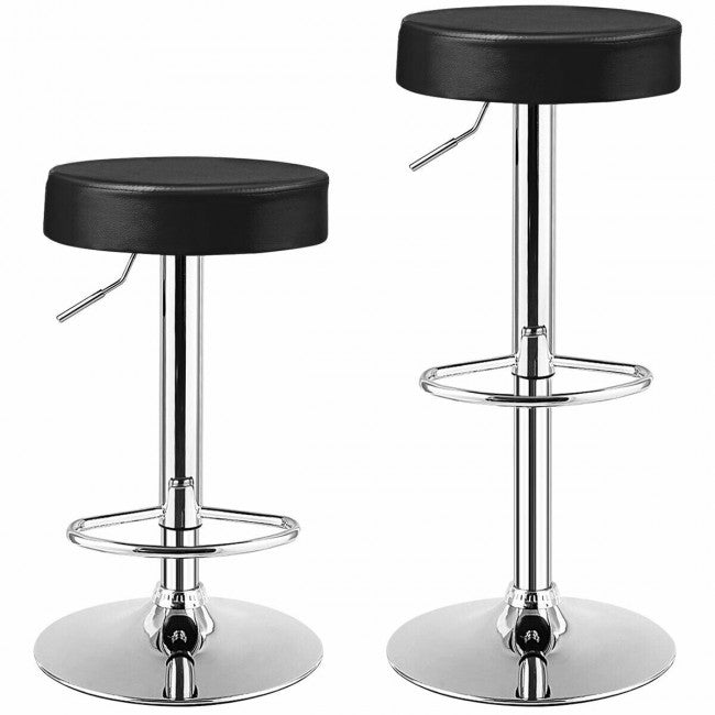 Set of 2 Adjustable Swivel Round Bar Stool Pub Chair