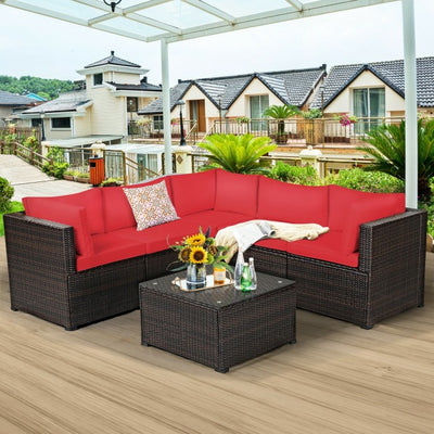 6 Pieces Patio Furniture Sofa Set with Cushions for Outdoor