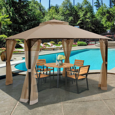 12 x 10 Feet Outdoor Gazebo Patio Canopy Shelter with Double Vented Roof and Large Shade Area