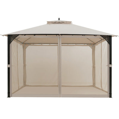 12 x 10 Feet Outdoor Gazebo Patio Canopy Shelter with Double Vented Roof and Large Shade Area