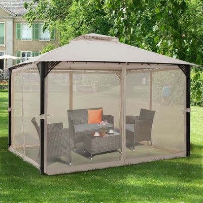 12 x 10 Feet Outdoor Gazebo Patio Canopy Shelter with Double Vented Roof and Large Shade Area