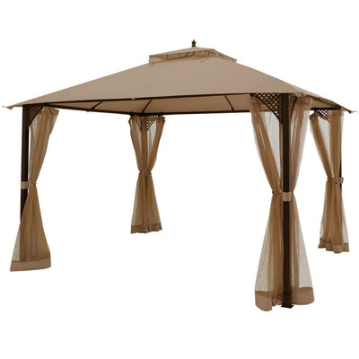 12 x 10 Feet Outdoor Gazebo Patio Canopy Shelter with Double Vented Roof and Large Shade Area