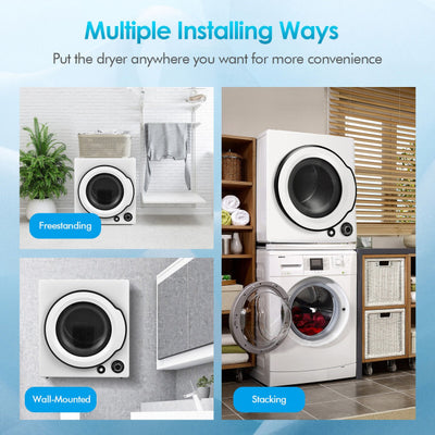 1350W Electric Portable Clothes Dryer 13.2lbs Compact Tumble Laundry Dryer with 4 Drying Modes