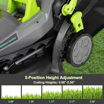 13 Inch Portable Height Adjustable Cordless Electric Lawn Mower with 2-in-1 Collection Bag