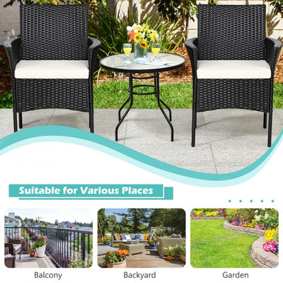 2 pieces Patio Wicker Chairs with Cozy Seat Cushions