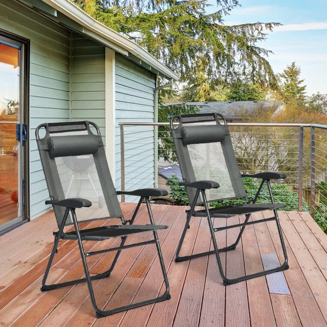 2 Pieces Patio Folding Recliner Chairs