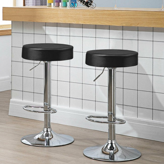 Set of 2 Adjustable Swivel Round Bar Stool Pub Chair