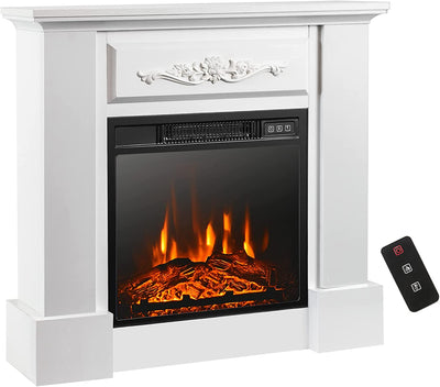 1400W 32 Inches Freestanding Electric TV Stand Fireplace Heater Mantel with Dual Modes