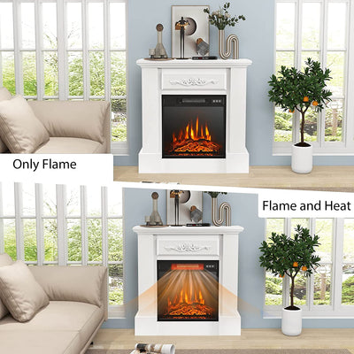 1400W 32 Inches Freestanding Electric TV Stand Fireplace Heater Mantel with Dual Modes