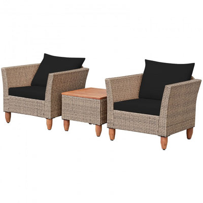 3 Pieces Patio Rattan Bistro Furniture Set