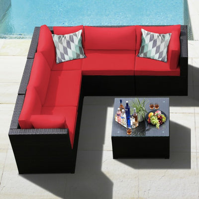 6 Pieces Patio Furniture Sofa Set with Cushions for Outdoor