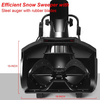 15Amp Electric Snow Thrower 18-Inch Snow Blower with 180° Rotatable Chute 2 Wheels for Yard Driveway Sidewalk