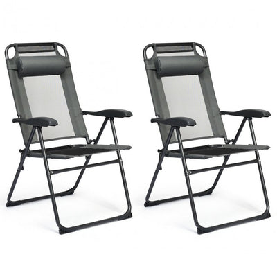 2 Pieces Patio Folding Recliner Chairs