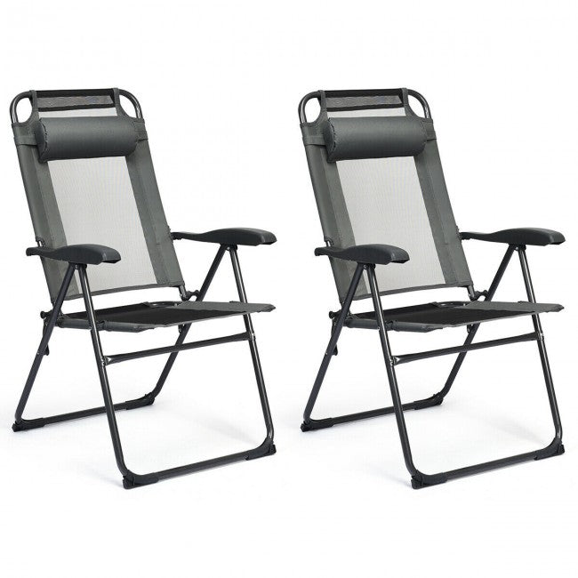 2 Pieces Patio Folding Recliner Chairs