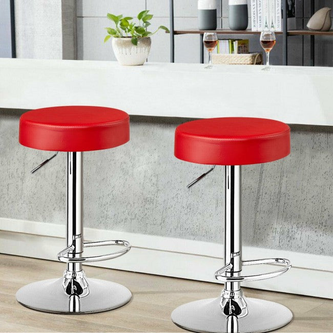 Set of 2 Adjustable Swivel Round Bar Stool Pub Chair