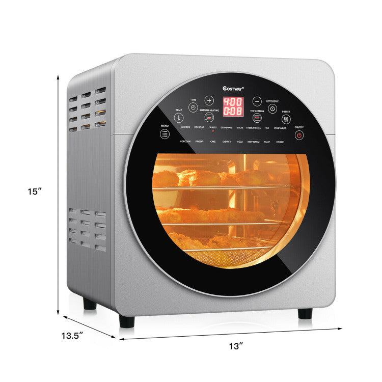 16-in-1 Air Fryer Toaster Oven 15.5 Quart Air Fryer Combo Large Convection Roaster with Rotisserie and Dehydrator