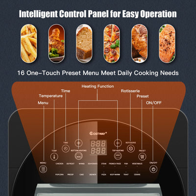 16-in-1 Air Fryer Toaster Oven 15.5 Quart Air Fryer Combo Large Convection Roaster with Rotisserie and Dehydrator