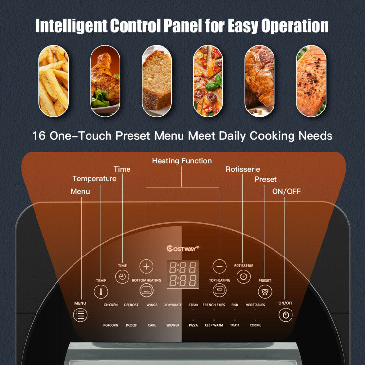 16-in-1 Air Fryer Toaster Oven 15.5 Quart Air Fryer Combo Large Convection Roaster with Rotisserie and Dehydrator