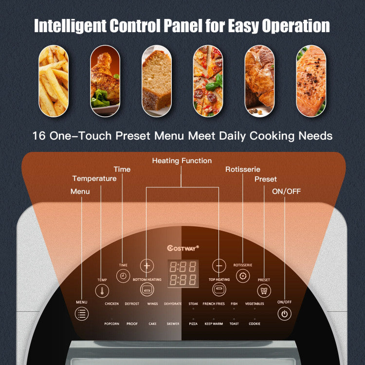 16-in-1 Air Fryer Toaster Oven 15.5 Quart Air Fryer Combo Large Convection Roaster with Rotisserie and Dehydrator