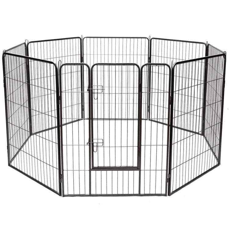 16/8 Panel Heavy Duty Metal Pet Playpen Kennel Barrier Foldable Dog Cat Puppy Fence with Door for Indoor Outdoor Pet Exercise