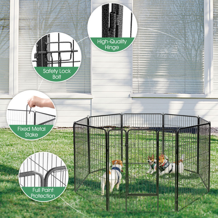 16/8 Panel Heavy Duty Metal Pet Playpen Kennel Barrier Foldable Dog Cat Puppy Fence with Door for Indoor Outdoor Pet Exercise