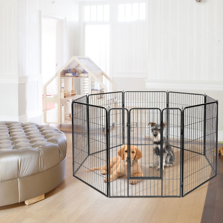 16/8 Panel Heavy Duty Metal Pet Playpen Kennel Barrier Foldable Dog Cat Puppy Fence with Door for Indoor Outdoor Pet Exercise