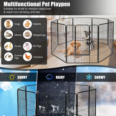 16/8 Panel Heavy Duty Metal Pet Playpen Kennel Barrier Foldable Dog Cat Puppy Fence with Door for Indoor Outdoor Pet Exercise