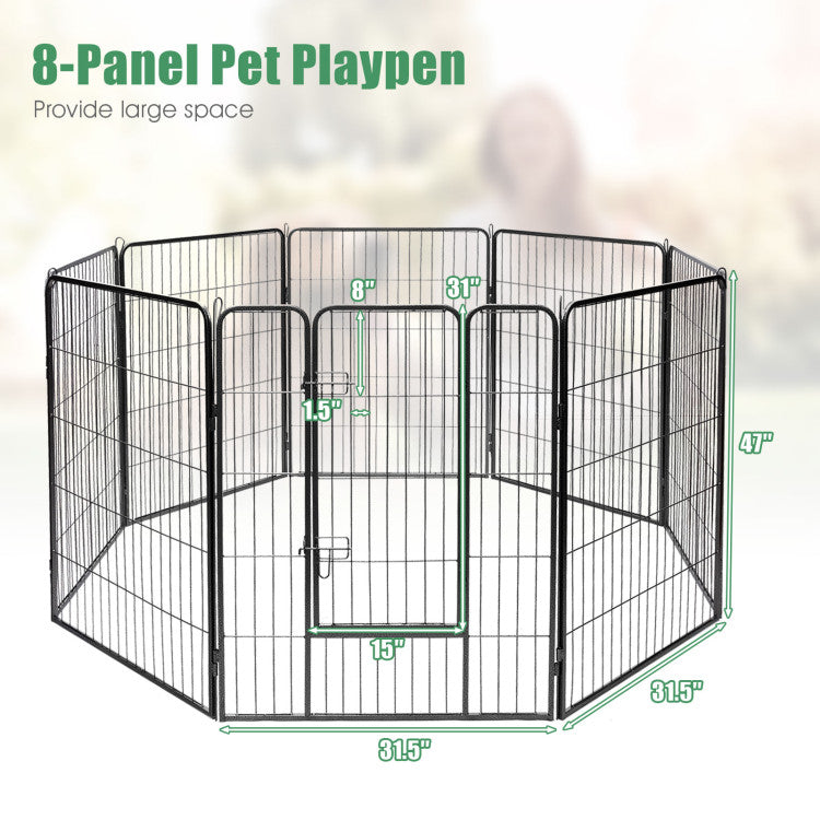 16/8 Panel Heavy Duty Metal Pet Playpen Kennel Barrier Foldable Dog Cat Puppy Fence with Door for Indoor Outdoor Pet Exercise