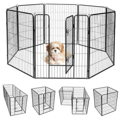16/8 Panel Heavy Duty Metal Pet Playpen Kennel Barrier Foldable Dog Cat Puppy Fence with Door for Indoor Outdoor Pet Exercise