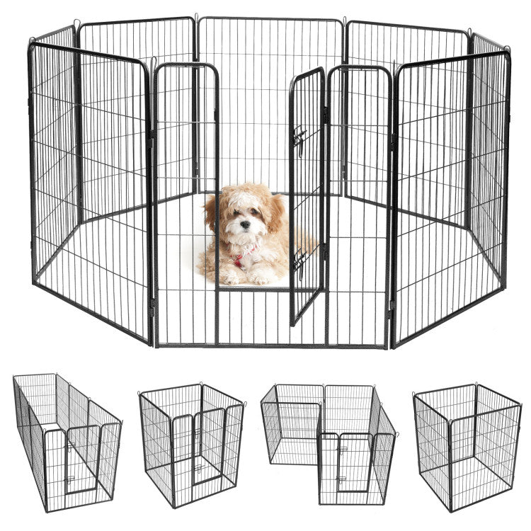 16/8 Panel Heavy Duty Metal Pet Playpen Kennel Barrier Foldable Dog Cat Puppy Fence with Door for Indoor Outdoor Pet Exercise