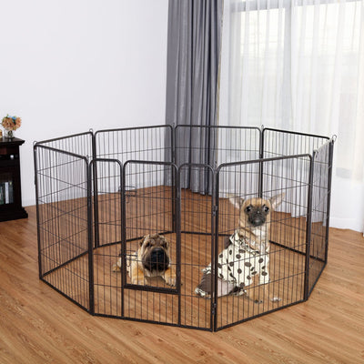 16/8 Panel Heavy Duty Metal Pet Playpen Kennel Barrier Foldable Dog Cat Puppy Fence with Door for Indoor Outdoor Pet Exercise