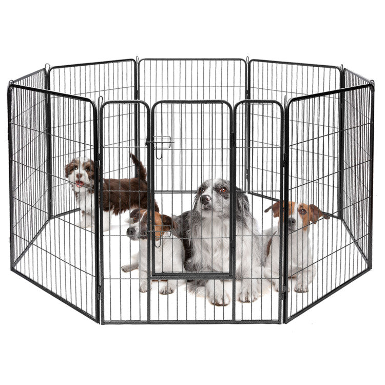 16/8 Panel Heavy Duty Metal Pet Playpen Kennel Barrier Foldable Dog Cat Puppy Fence with Door for Indoor Outdoor Pet Exercise