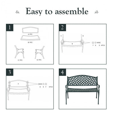 40 Inch Outdoor Aluminum Antique Garden Bench