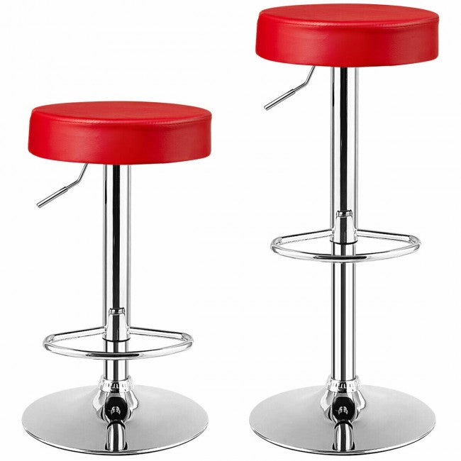 Set of 2 Adjustable Swivel Round Bar Stool Pub Chair