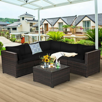 6 Pieces Patio Furniture Sofa Set with Cushions for Outdoor