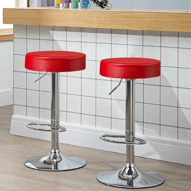 Set of 2 Adjustable Swivel Round Bar Stool Pub Chair