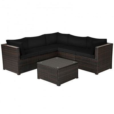 6 Pieces Patio Furniture Sofa Set with Cushions for Outdoor