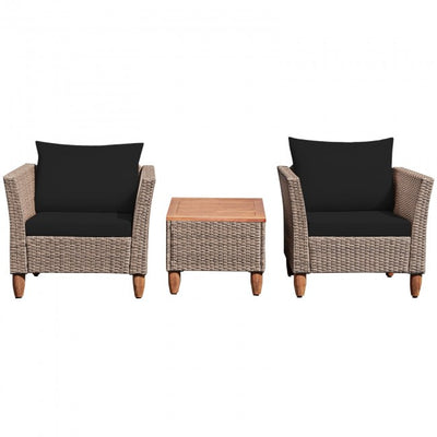 3 Pieces Patio Rattan Bistro Furniture Set