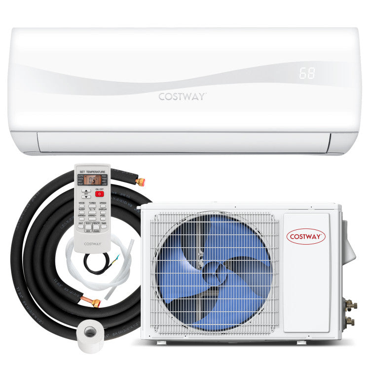 18000 BTU 208-230V Mini Split Ductless Air Conditioner and Heater 19 SEER Wall-Mounted AC Unit with Remote Control and Installation Kit