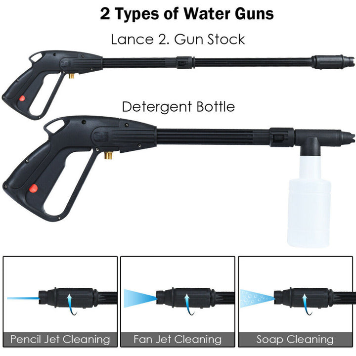 1800PSI Compact Pressure Washer 1.96GPM 1500W Portable High Power Car Cleaning Machine with Adjustable Nozzle and Spray Gun