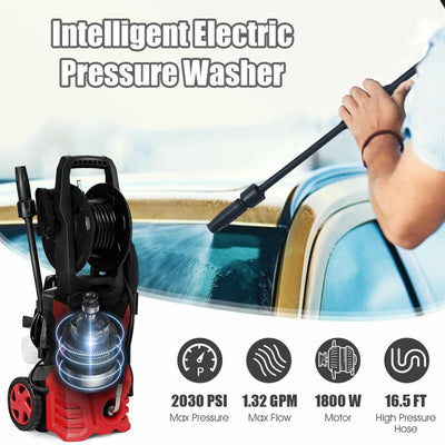 1800W Electric Pressure Washer 2030PSI High-Pressure Washer Cleaner Machine with Adjustable Spray Wand