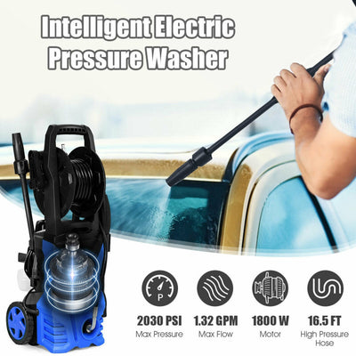 1800W Electric Pressure Washer 2030PSI High-Pressure Washer Cleaner Machine with Adjustable Spray Wand