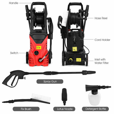 1800W Electric Pressure Washer 2030PSI High-Pressure Washer Cleaner Machine with Adjustable Spray Wand