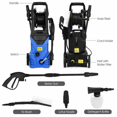 1800W Electric Pressure Washer 2030PSI High-Pressure Washer Cleaner Machine with Adjustable Spray Wand