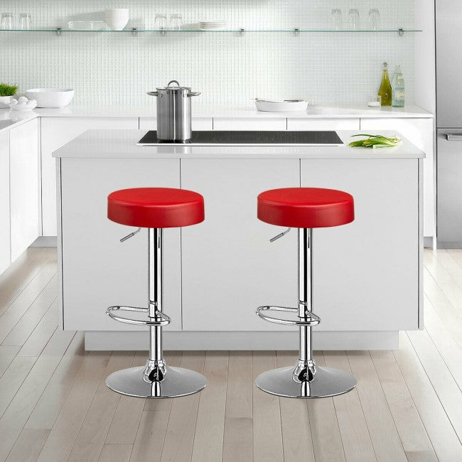 Set of 2 Adjustable Swivel Round Bar Stool Pub Chair