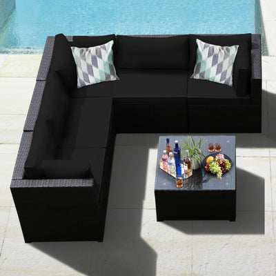 6 Pieces Patio Furniture Sofa Set with Cushions for Outdoor