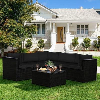 6 Pieces Patio Furniture Sofa Set with Cushions for Outdoor