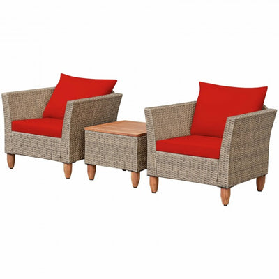 3 Pieces Patio Rattan Bistro Furniture Set