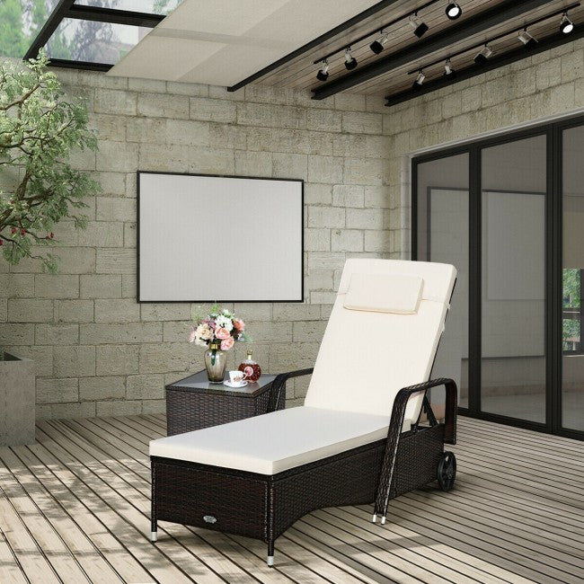 Outdoor Cushioned Recliner with Adjustable Backrest